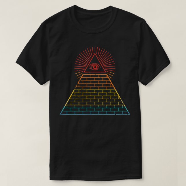 Camiseta Todos los ojos mirados Illuminati Pirámide Egipcia (Diseño del anverso)