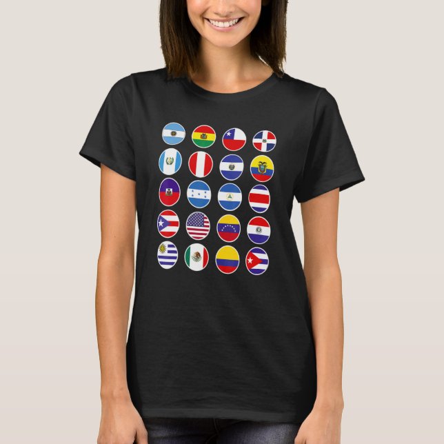 Camiseta Todos los países latinoamericanos de bandera Hispa (Anverso)