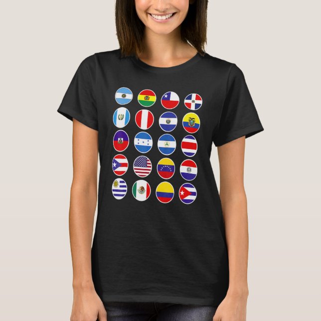 Camiseta Todos los países latinoamericanos de bandera Hispa (Anverso)