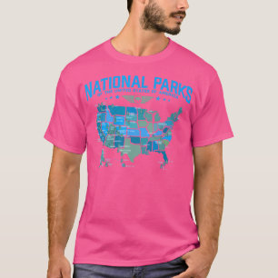 Camiseta Todos los parques nacionales de EE.UU. Mapa de sen