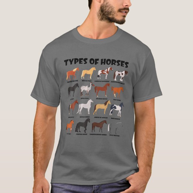 Camiseta Todos Los Tipos De Caballos Remban Divertidos Atra (Anverso)
