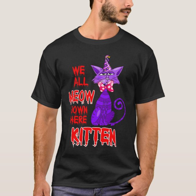 Camiseta Todos Maullamos Aquí Gato Payaso Gatito Halloween (Anverso)