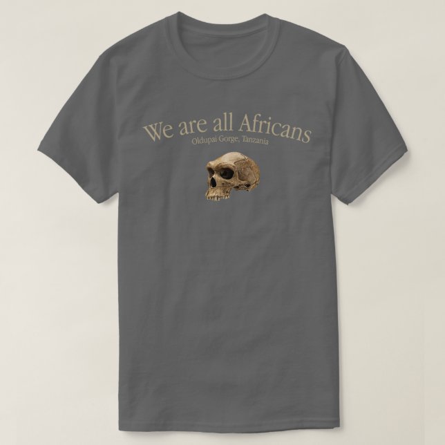 Camiseta Todos somos africanos Oldupai Gorge Tanzania (Diseño del anverso)