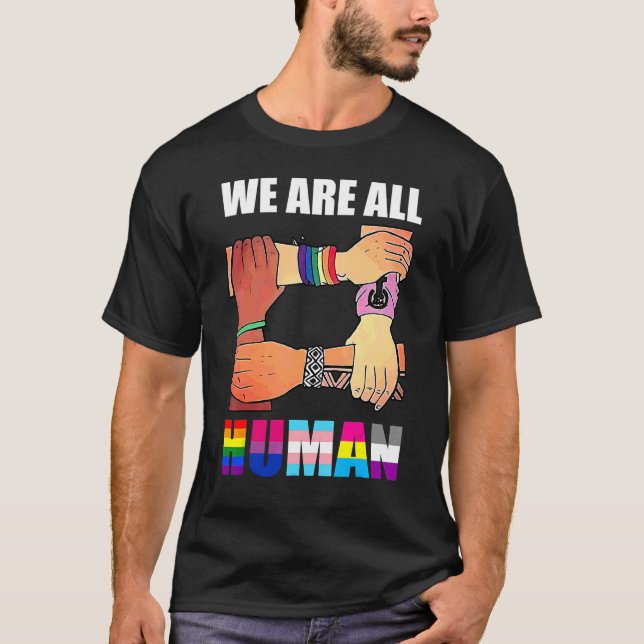 Camiseta Todos Somos Ally Del Orgullo Humano Bandera Arcoir (Anverso)