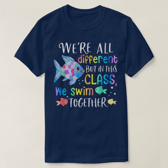 Camiseta Todos somos diferentes pero en esta clase nadamos  (Diseño del anverso)
