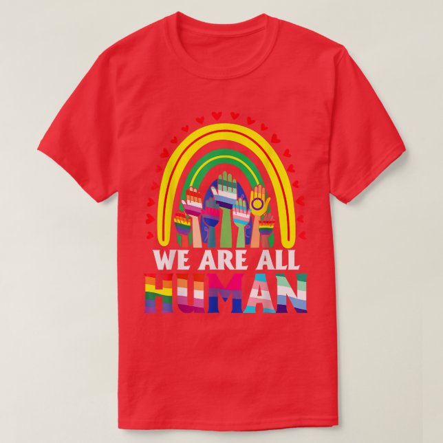 Camiseta Todos somos el aliado del orgullo humano Rainbow L (Diseño del anverso)