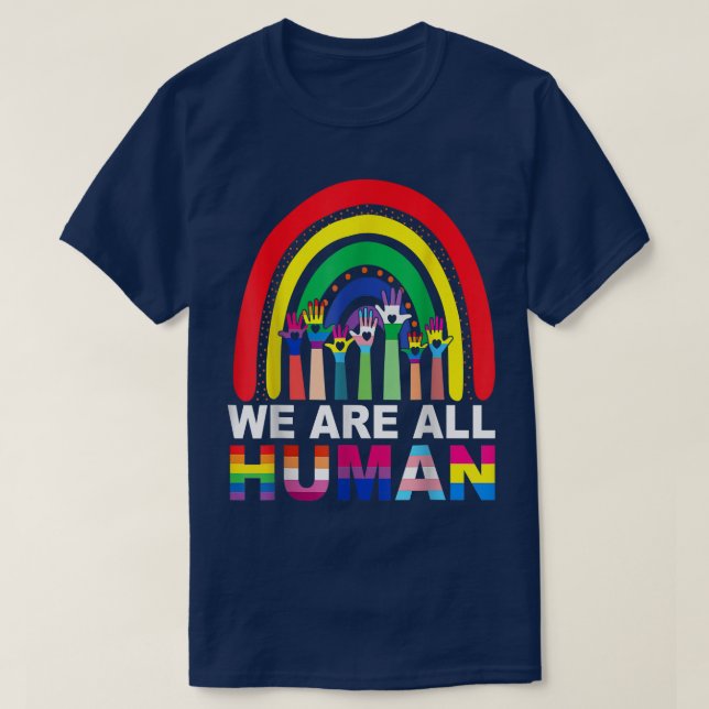 Camiseta Todos somos el aliado del orgullo humano Rainbow L (Diseño del anverso)