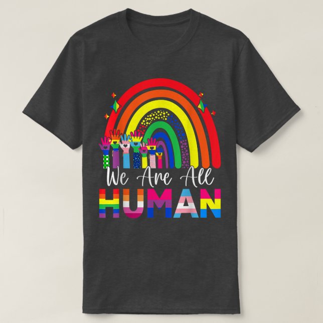 Camiseta Todos somos el aliado del orgullo humano Rainbow R (Diseño del anverso)
