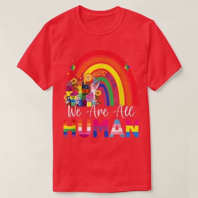 Camiseta Todos somos el aliado del orgullo humano Rainbow R (Diseño del anverso)