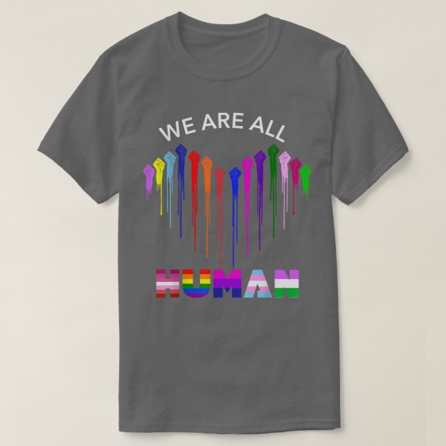 Camiseta Todos somos gays con bandera cardíaca del orgullo  (Diseño del anverso)