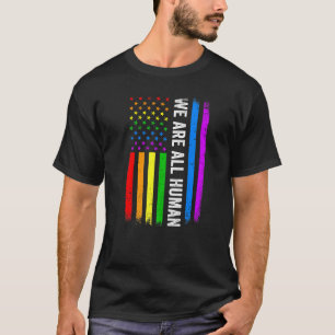 Camiseta Todos Somos Humanos Orgullosos Lgbt Rainbow Usa Fl