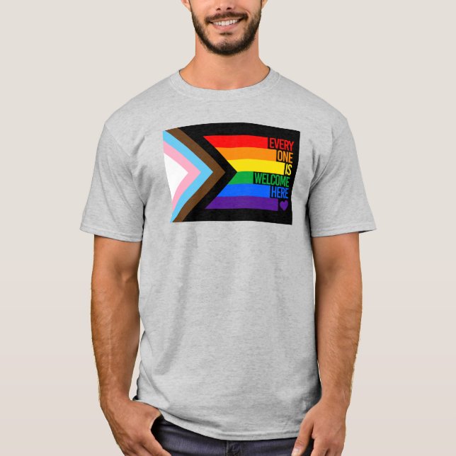 Camiseta Todos son bienvenidos aquí (Progreso del Orgullo) (Anverso)
