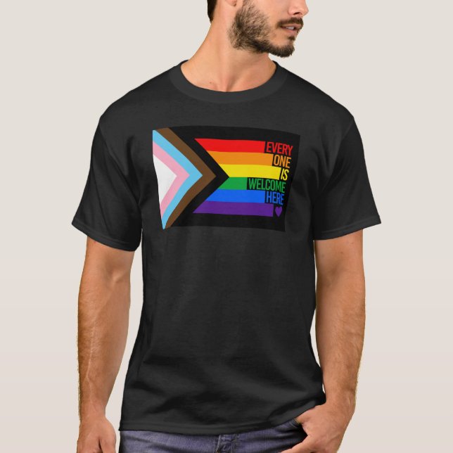 Camiseta Todos son bienvenidos aquí (Progreso del Orgullo) (Anverso)