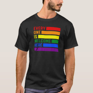 Camiseta Todos Son Bienvenidos Aquí Rainbow Lgbtq Pride Tra