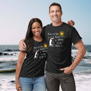 Camiseta Toes in the Sand Wine in My Hand Funny Beach Cat