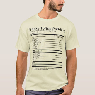 Camiseta Toffee pegajoso Pudding Hechos Nutricionales