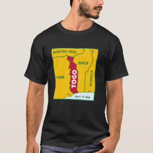 Camiseta Togo Mapa político con colores de bandera. Bóveda