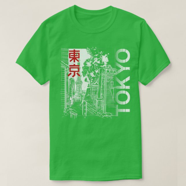 Camiseta Tokio - Ciudad japonesa de Tokio Skyline Retro Vin (Diseño del anverso)