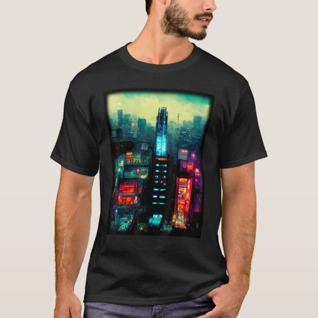 Camiseta Tokio Cyberpunks Retro lo-fi indie Japón de ambien (Anverso)