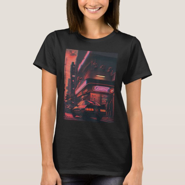Camiseta Tokio Cyberpunks Retro lo-fi indie Japón de ambien (Anverso)