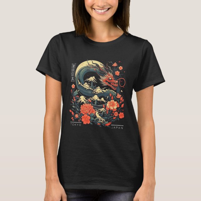 Camiseta Tokio Dragon Asia Tattoo Retro 80u2019s (Anverso)