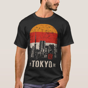 Camiseta Tokio Skyline perturbó la silueta urbana moderna
