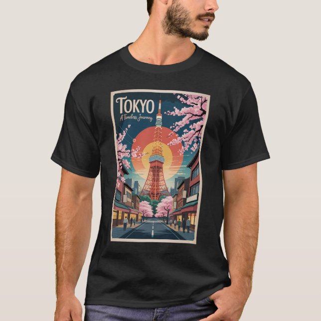 Camiseta Tokyo Japan Illustration Travel Art Vintage (Anverso)