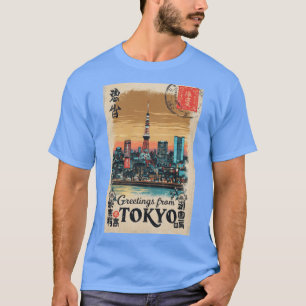 Camiseta Tokyo Japón Diseño de tarjeta postal retro Vintage