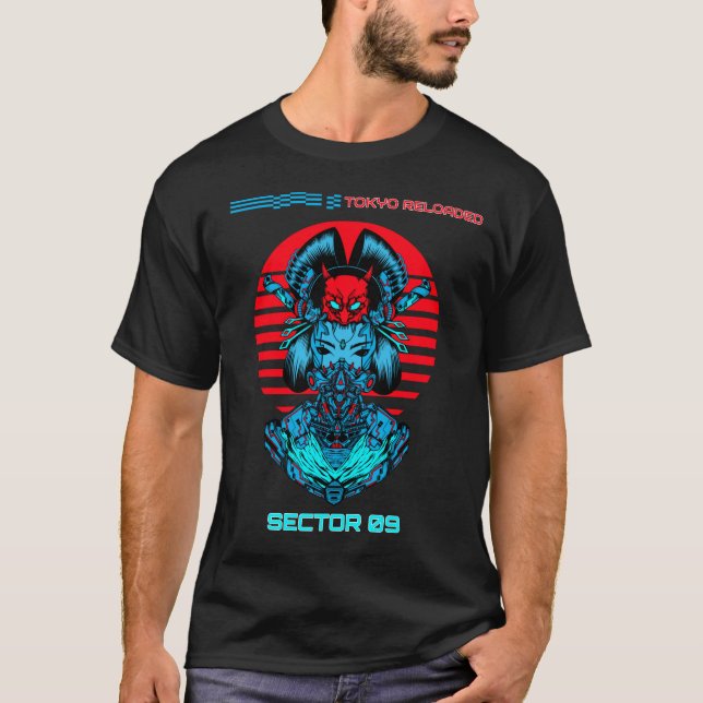 Camiseta Tokyo Reloaded – Cyberpunk Samurai Geisha Japan (Anverso)