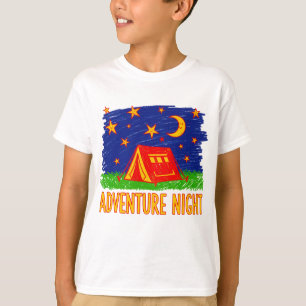 Camiseta Toldo de Camping Nocturno de Aventura Dibujo de Ni