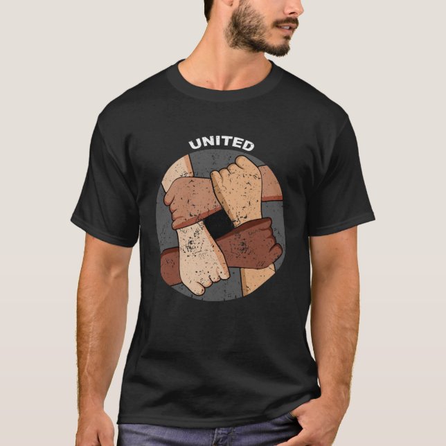 Camiseta Tolerancia unida simple racismo humano simple Pull (Anverso)