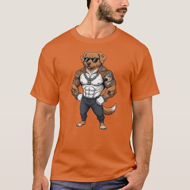 Camiseta Toller Dog, muscular, tattooed, bodybuilder  (Anverso)