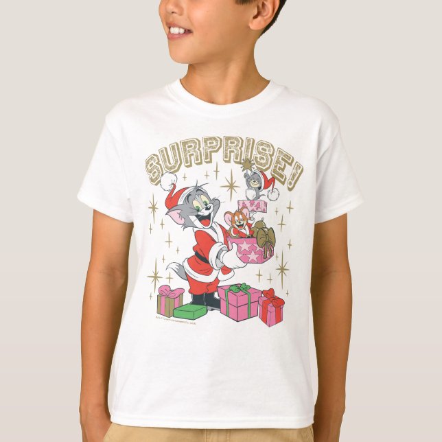 Camiseta Tom, Jerry y Nibbles Holiday Surprise (Anverso)