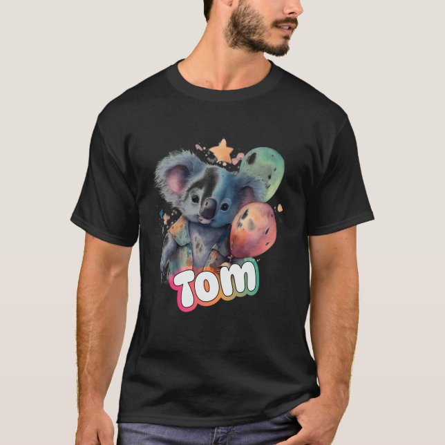 Camiseta Tom - Nombre De Niño Corto Con Koala Cute (Anverso)