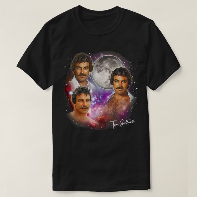 Camiseta Tom Selleck Diseño estético de los años 80 2 (Diseño del anverso)