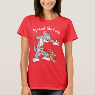 Camiseta Tom y Jerry pintando corazones de San Valentín