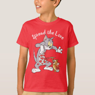 Camiseta Tom y Jerry pintando corazones de San Valentín