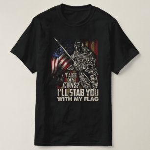 Camiseta toma mis armas y te apuñala con los veteranos de m