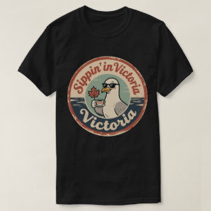 Camiseta Tomando en Victoria con un café divertido de gavio