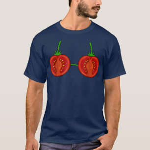 Camiseta Tomate Bra Costume Cuidada Fácil Vegetable Hallowe