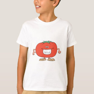 Camiseta tomate de dibujos animados feliz y tonto