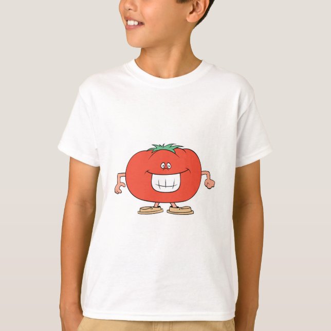 Camiseta tomate de dibujos animados feliz y tonto (Anverso)