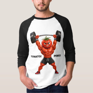 Camiseta Tomate Musculoso Fisicoculturista Levantando Pesas
