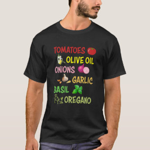 Camiseta Tomates Oliveoil Onion Garlic Basil Oregano BBQ I