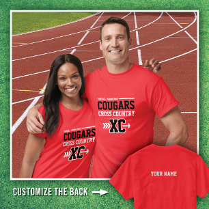Camiseta Tombal roja Jr. High Cougars Cross Country