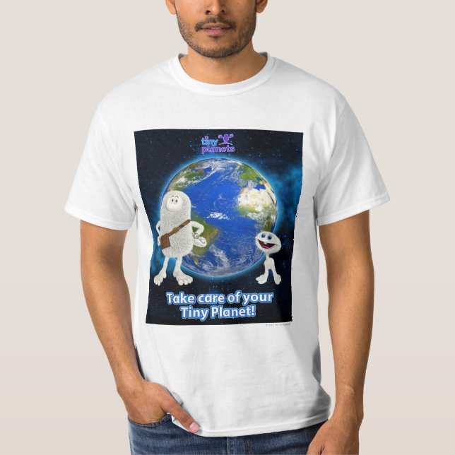 Camiseta Tome el cuidado de su planeta minúsculo (Anverso)