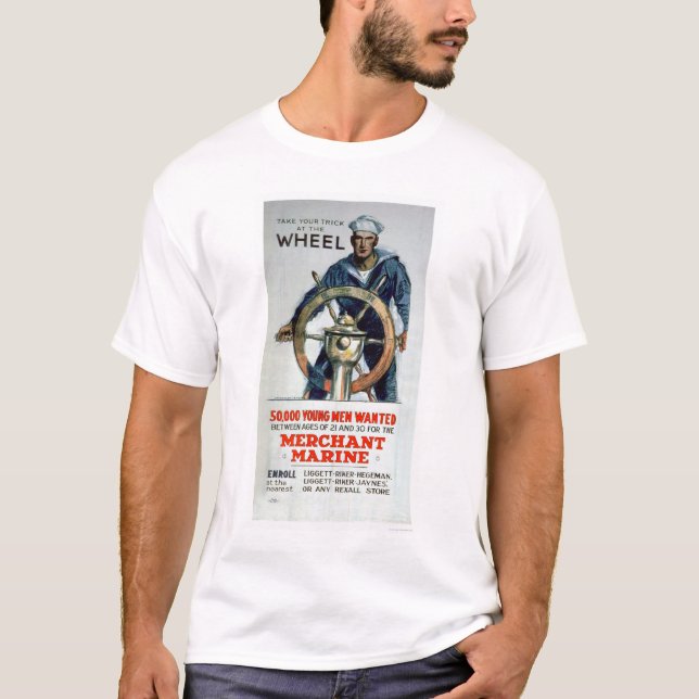 Camiseta Tome la rueda - marina mercante (US02058) (Anverso)