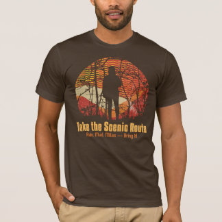 Camiseta Tome la ruta panorámica. Lluvia, barro, Millas. ¡T
