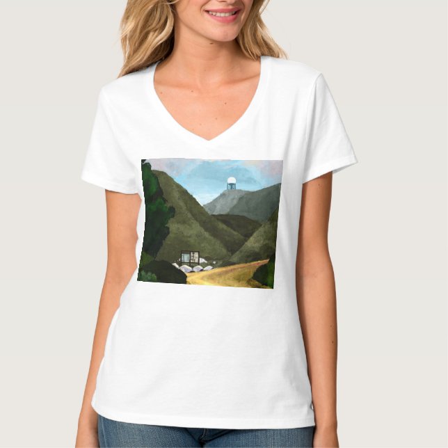 Camiseta Tome un alza. Mujeres con cuello de pico (Anverso)