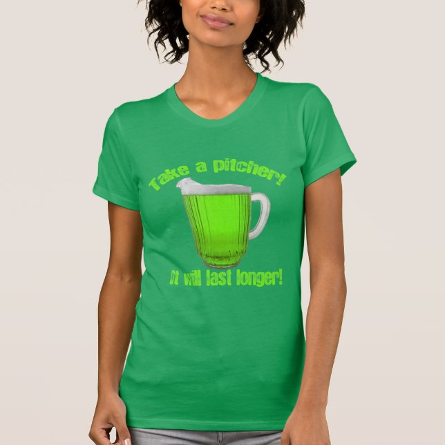Camiseta Tome una jarra entera de cerveza verde (Anverso)